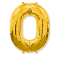 Воздушный шар из фольги, Цифра 0, золотой 40