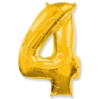 Воздушный шар из фольги, Цифра 4, золотой 40