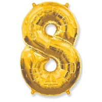 Воздушный шар из фольги, Цифра 8, золотой 40